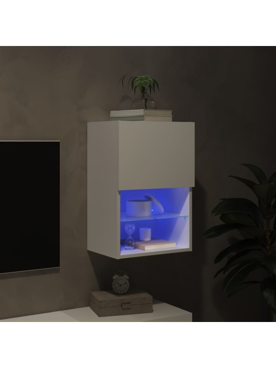 Tv galdiņš ar led apgaismojumu, balts, 40,5x30x60 cm