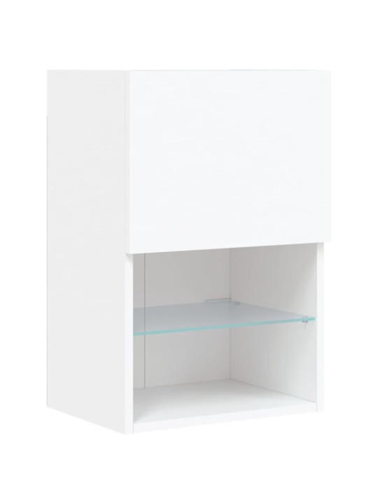 Tv galdiņš ar led apgaismojumu, balts, 40,5x30x60 cm