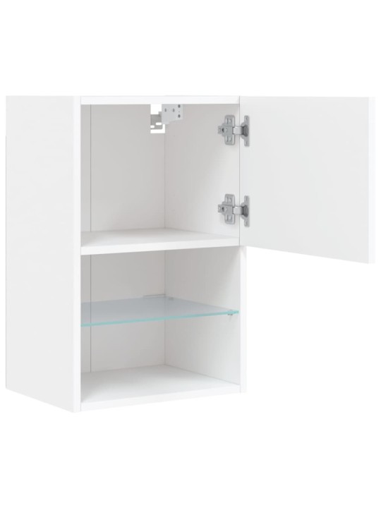 Tv galdiņš ar led apgaismojumu, balts, 40,5x30x60 cm