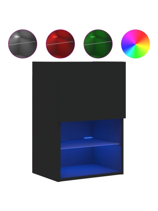 Tv skapītis ar led apgaismojumu, melns, 40,5x30x60 cm