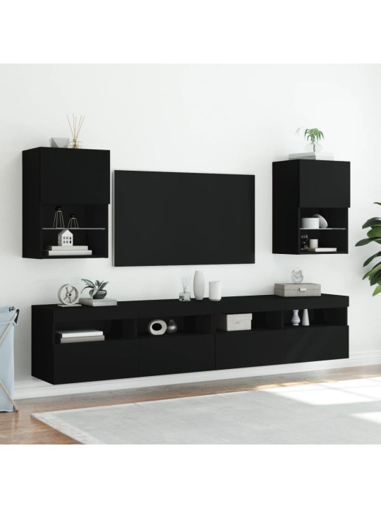 Tv skapītis ar led apgaismojumu, melns, 40,5x30x60 cm