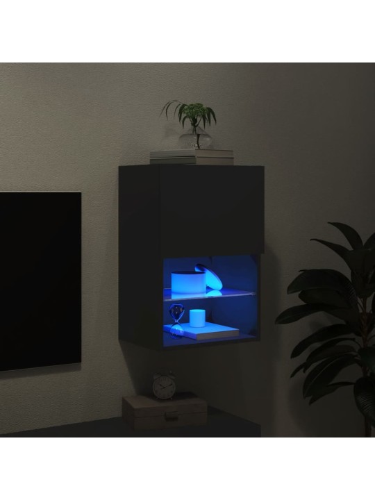 Tv skapītis ar led apgaismojumu, melns, 40,5x30x60 cm