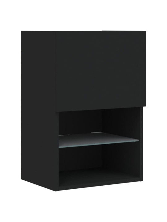 Tv skapītis ar led apgaismojumu, melns, 40,5x30x60 cm