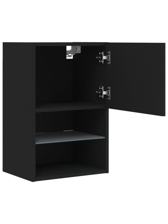 Tv skapītis ar led apgaismojumu, melns, 40,5x30x60 cm