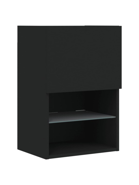 Tv skapīši ar led, 2 gab., melni, 40,5x30x60 cm