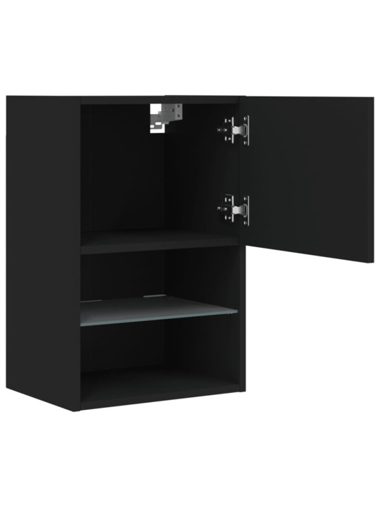 Tv skapīši ar led, 2 gab., melni, 40,5x30x60 cm