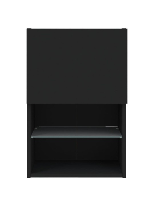 Tv skapīši ar led, 2 gab., melni, 40,5x30x60 cm