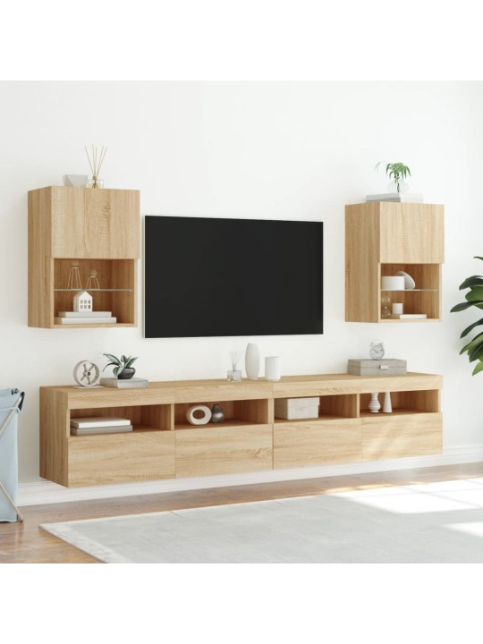 Tv skapītis ar led apgaismojumu, ozola krāsa, 40,5x30x60 cm