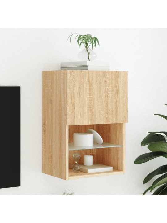 Tv skapītis ar led apgaismojumu, ozola krāsa, 40,5x30x60 cm