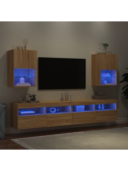 Tv skapīši ar led, 2 gab., ozolkoka krāsa, 40,5x30x60 cm