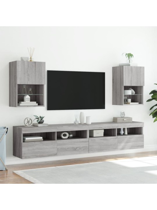 Tv skapītis ar led lampiņām, pelēka ozola krāsa, 40,5x30x60 cm