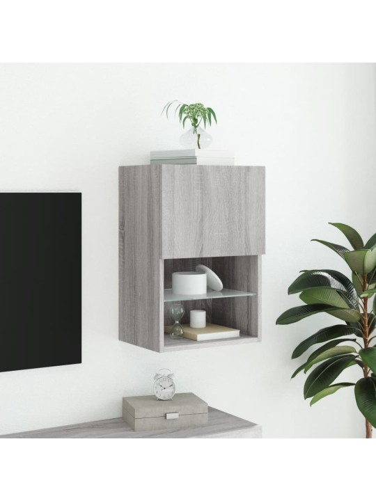 Tv skapītis ar led lampiņām, pelēka ozola krāsa, 40,5x30x60 cm