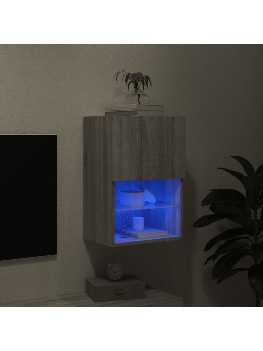Tv skapītis ar led lampiņām, pelēka ozola krāsa, 40,5x30x60 cm