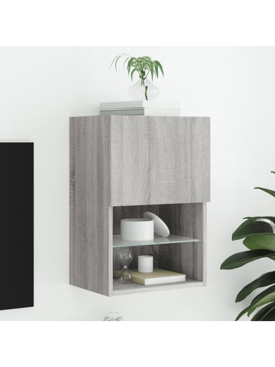 Tv skapītis ar led lampiņām, pelēka ozola krāsa, 40,5x30x60 cm