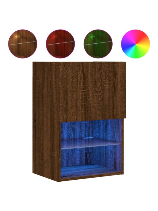 Tv galdiņš ar led lampiņām, ozolkoka krāsa, 40,5x30x60 cm