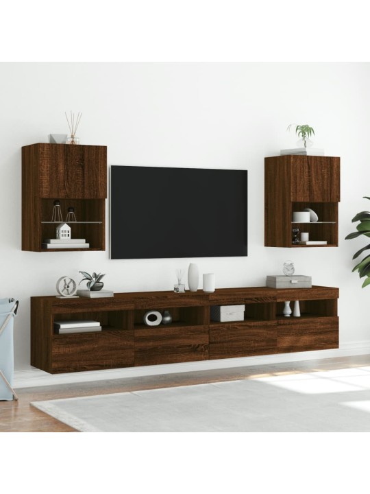 Tv galdiņš ar led lampiņām, ozolkoka krāsa, 40,5x30x60 cm