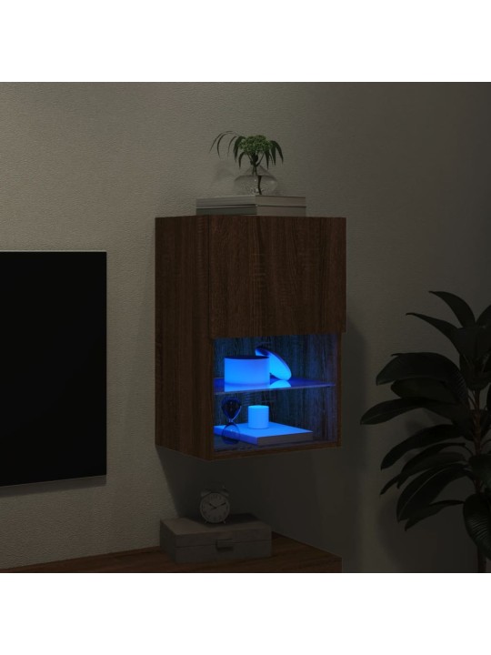 Tv galdiņš ar led lampiņām, ozolkoka krāsa, 40,5x30x60 cm