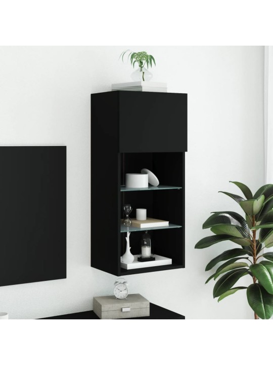 Tv skapītis ar led apgaismojumu, melns, 40,5x30x90 cm