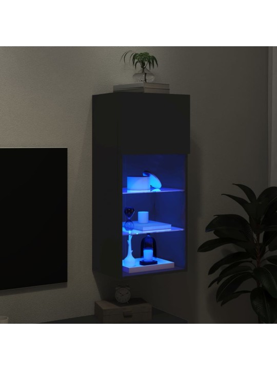 Tv skapītis ar led apgaismojumu, melns, 40,5x30x90 cm