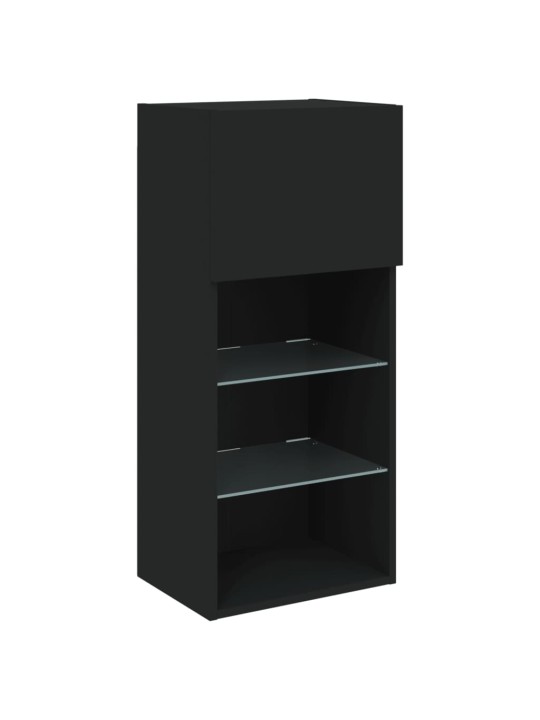 Tv skapītis ar led apgaismojumu, melns, 40,5x30x90 cm