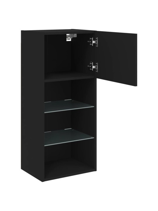 Tv skapītis ar led apgaismojumu, melns, 40,5x30x90 cm
