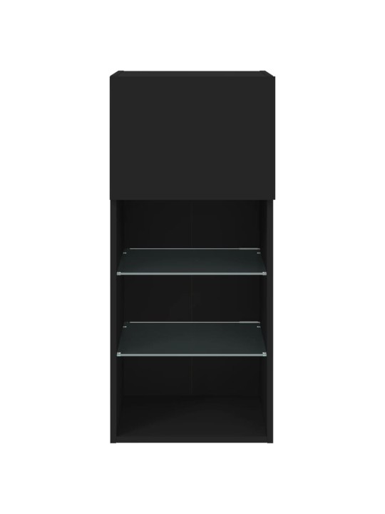 Tv skapītis ar led apgaismojumu, melns, 40,5x30x90 cm