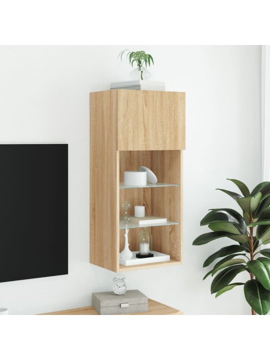 Tv skapītis ar led apgaismojumu, ozola krāsa, 40,5x30x90 cm