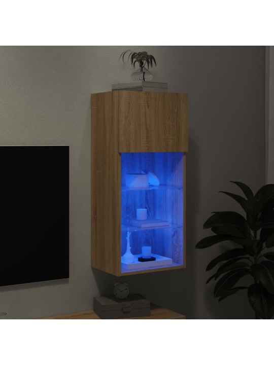 Tv skapītis ar led apgaismojumu, ozola krāsa, 40,5x30x90 cm