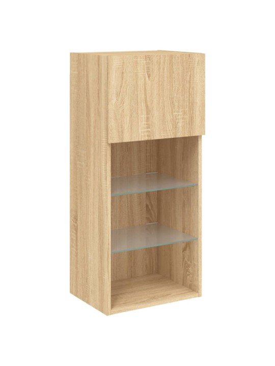 Tv skapītis ar led apgaismojumu, ozola krāsa, 40,5x30x90 cm