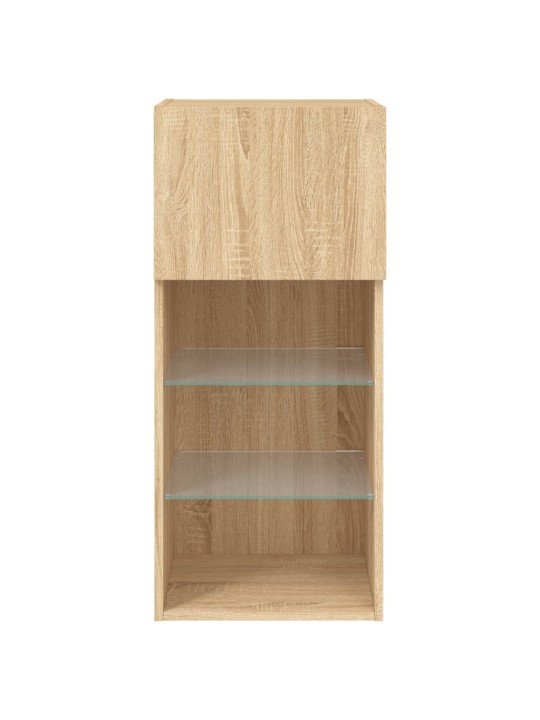 Tv skapītis ar led apgaismojumu, ozola krāsa, 40,5x30x90 cm