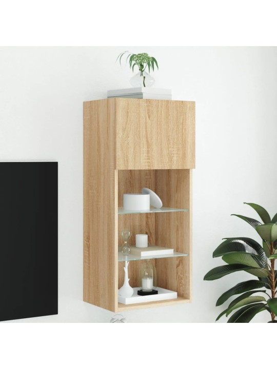 Tv skapītis ar led apgaismojumu, ozola krāsa, 40,5x30x90 cm