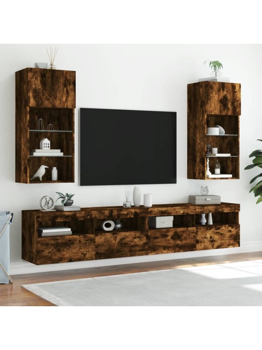 Tv skapītis ar led apgaismojumu, ozolkoka krāsa, 40,5x30x90 cm