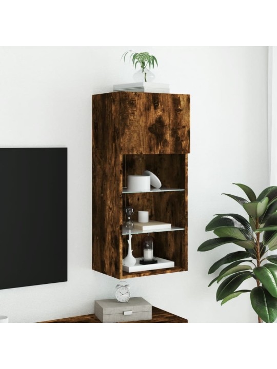 Tv skapītis ar led apgaismojumu, ozolkoka krāsa, 40,5x30x90 cm