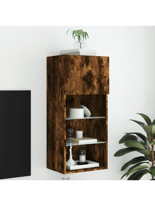 Tv skapītis ar led apgaismojumu, ozolkoka krāsa, 40,5x30x90 cm
