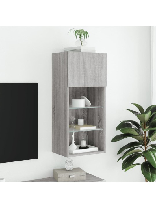 Tv skapītis ar led lampiņām, pelēka ozola krāsa, 40,5x30x90 cm