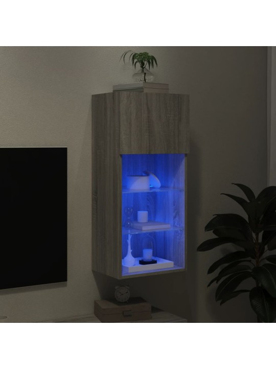 Tv skapītis ar led lampiņām, pelēka ozola krāsa, 40,5x30x90 cm
