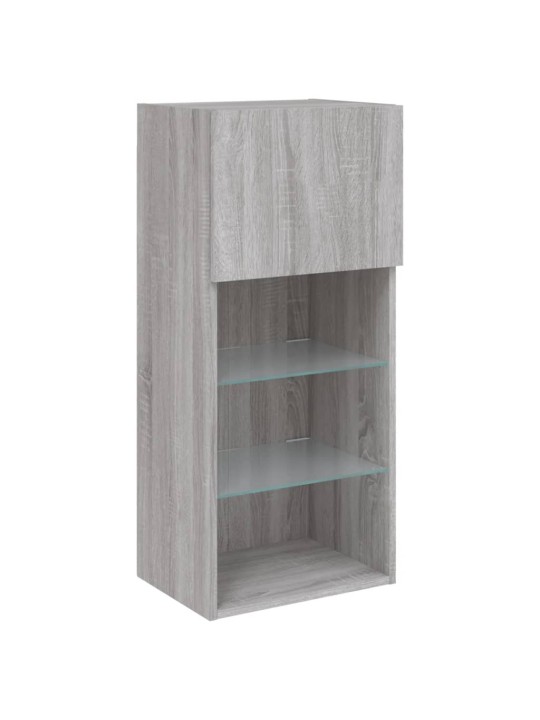 Tv skapītis ar led lampiņām, pelēka ozola krāsa, 40,5x30x90 cm
