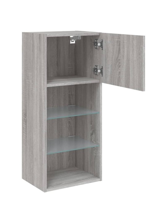 Tv skapītis ar led lampiņām, pelēka ozola krāsa, 40,5x30x90 cm