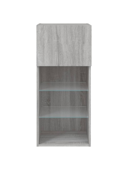Tv skapītis ar led lampiņām, pelēka ozola krāsa, 40,5x30x90 cm