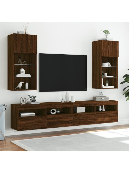 Tv galdiņš ar led lampiņām, ozolkoka krāsa, 40,5x30x90 cm