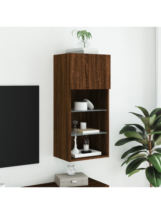 Tv galdiņš ar led lampiņām, ozolkoka krāsa, 40,5x30x90 cm