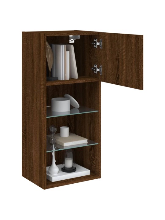 Tv galdiņš ar led lampiņām, ozolkoka krāsa, 40,5x30x90 cm