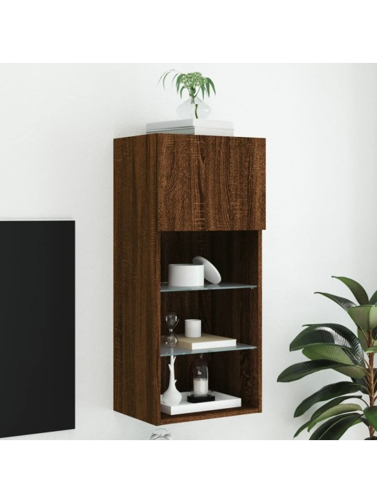 Tv galdiņš ar led lampiņām, ozolkoka krāsa, 40,5x30x90 cm