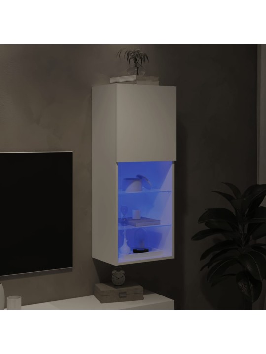 Tv skapītis ar led apgaismojumu, balts, 40,5x30x102 cm