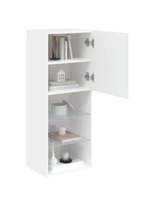 Tv skapītis ar led apgaismojumu, balts, 40,5x30x102 cm