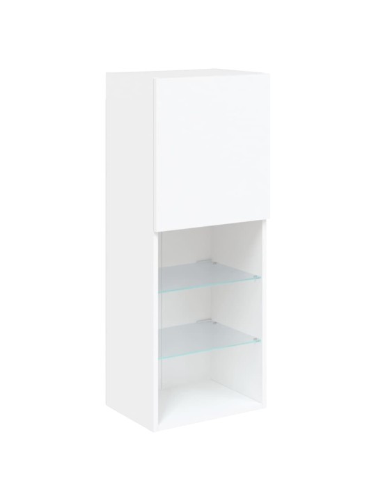 Tv skapītis ar led apgaismojumu, balts, 40,5x30x102 cm