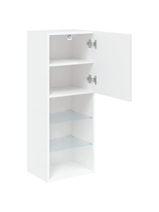 Tv skapītis ar led apgaismojumu, balts, 40,5x30x102 cm