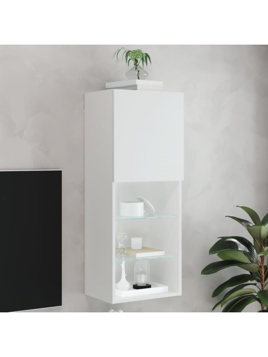 Tv skapītis ar led apgaismojumu, balts, 40,5x30x102 cm