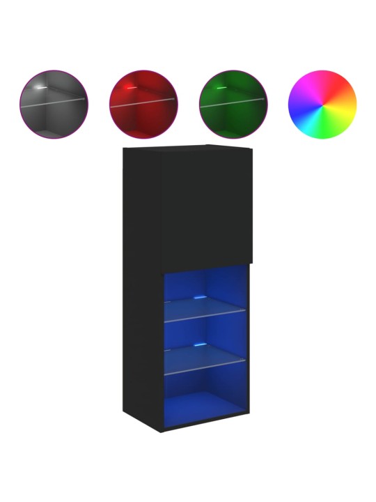 Tv skapītis ar led apgaismojumu, melns, 40,5x30x102 cm
