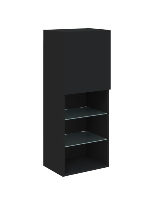 Tv skapītis ar led apgaismojumu, melns, 40,5x30x102 cm